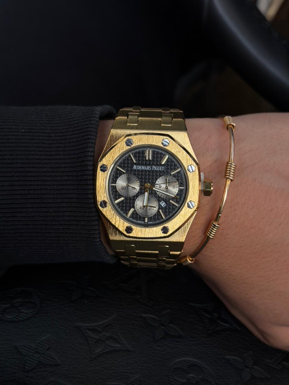 Admrs Metalico Crono Dorado Tablero Negro