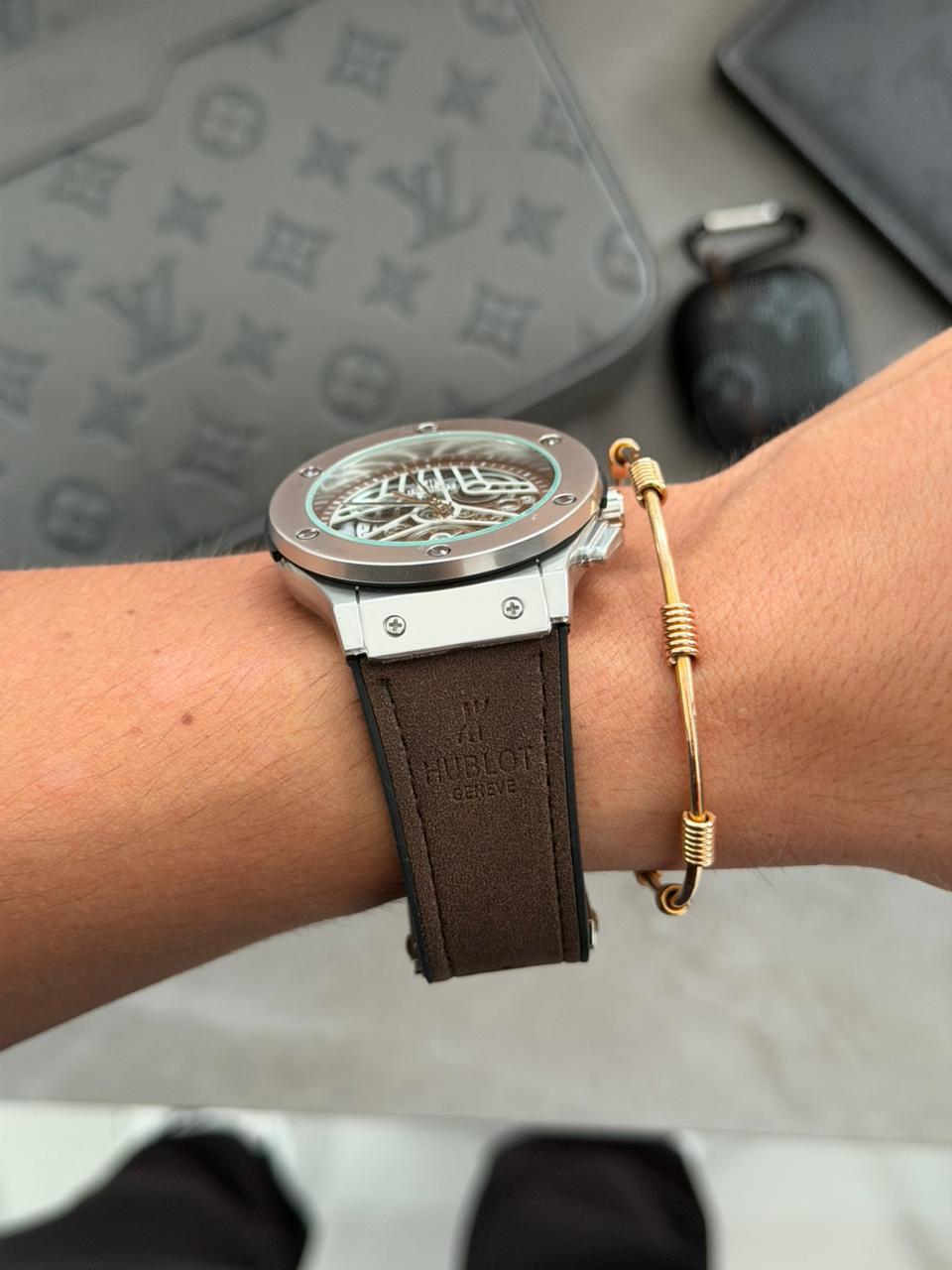 Hblt Luxe Correa Cafe Tablero Plateado