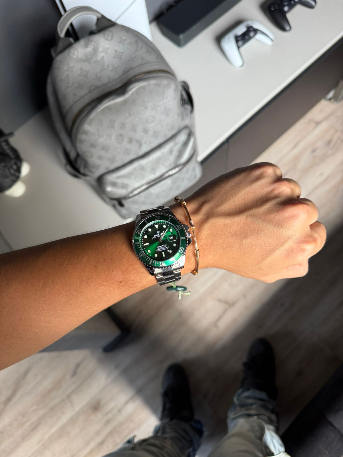 Rlx 2026 Submariner Plateado Tablero Verde Bisel Verde