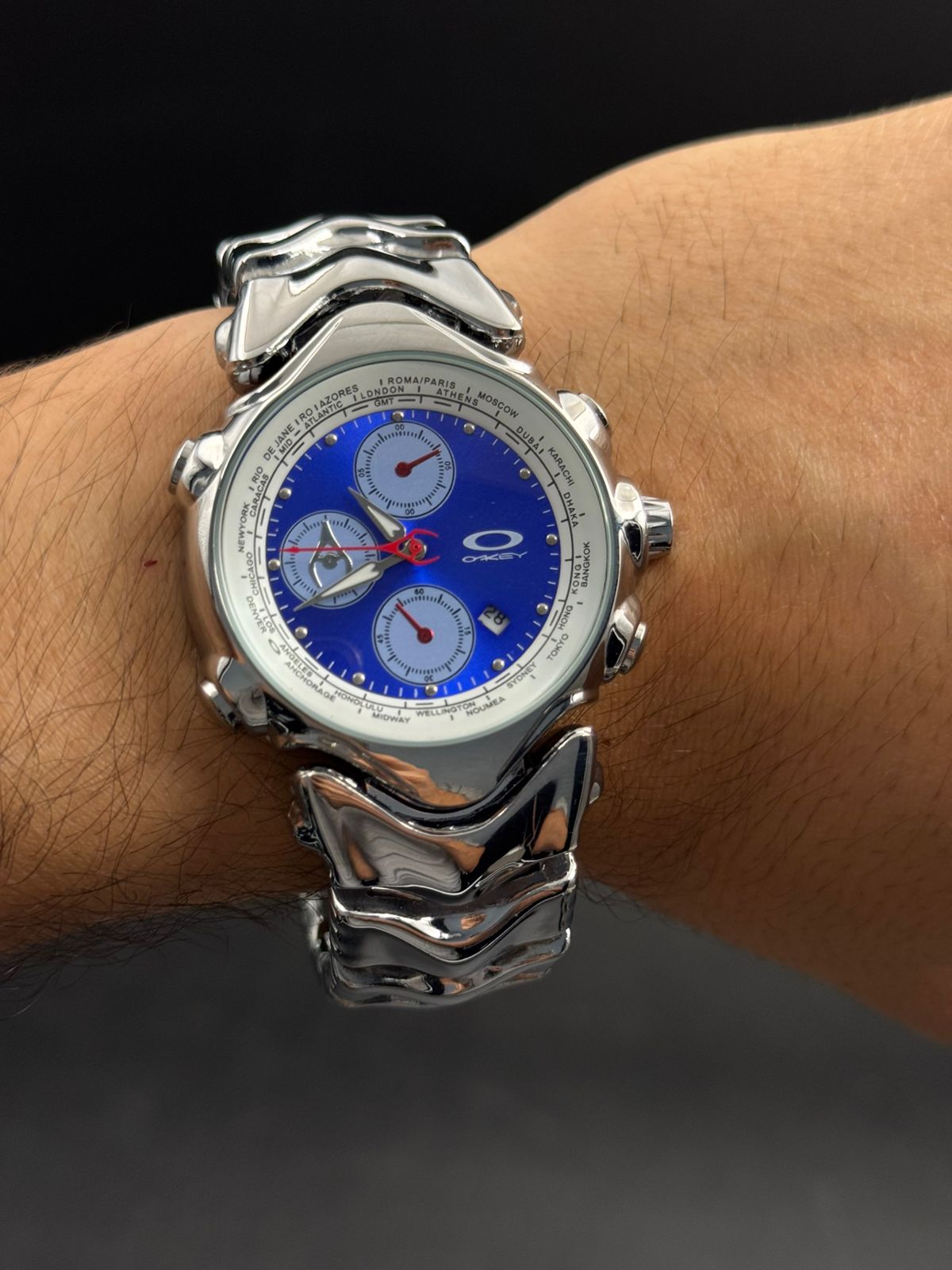 Okey Gmt Plateado Tablero Azul Blanco