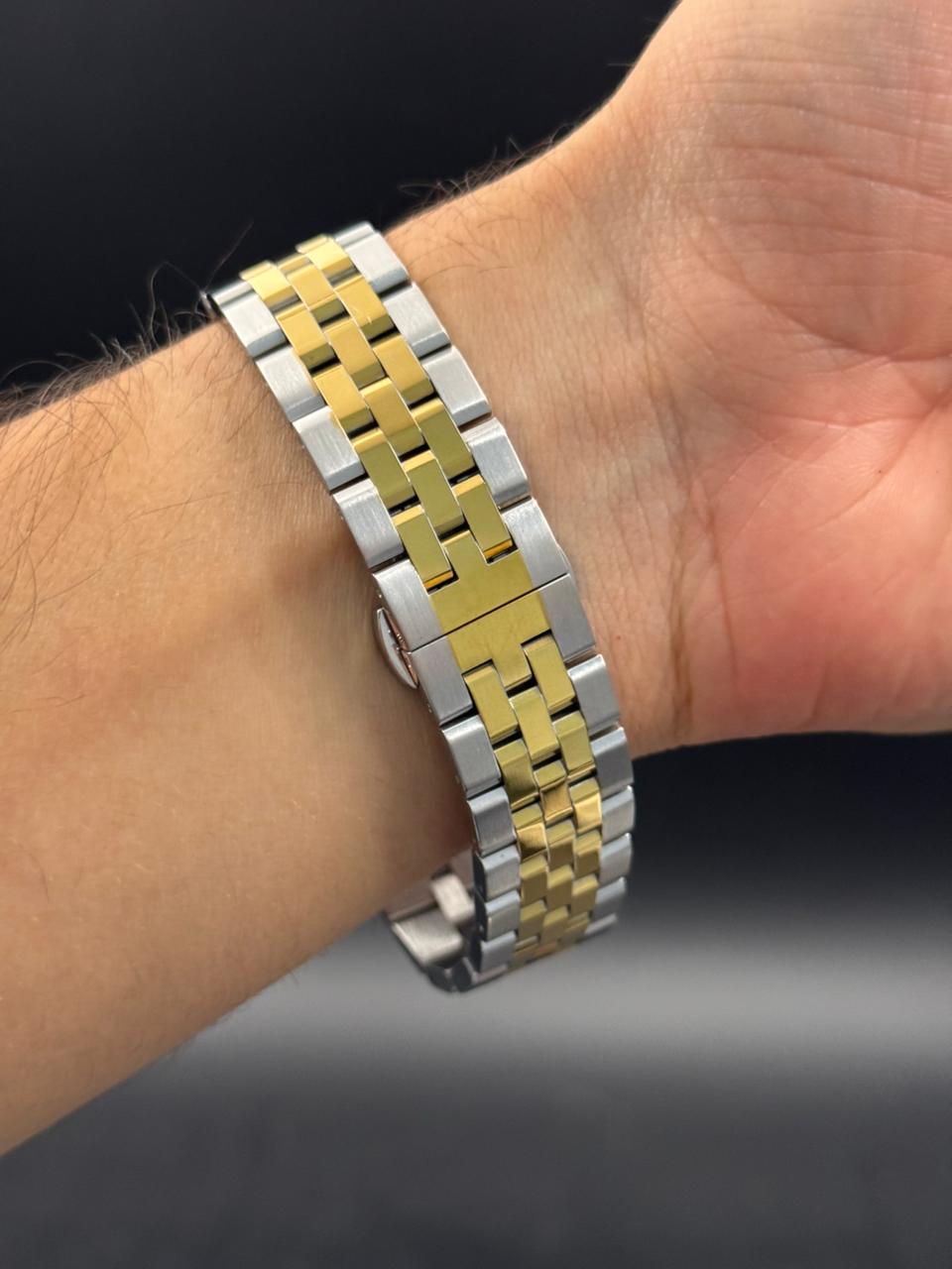 Rlx Day Date Diamond Bicolor Dorado Tablero Negro