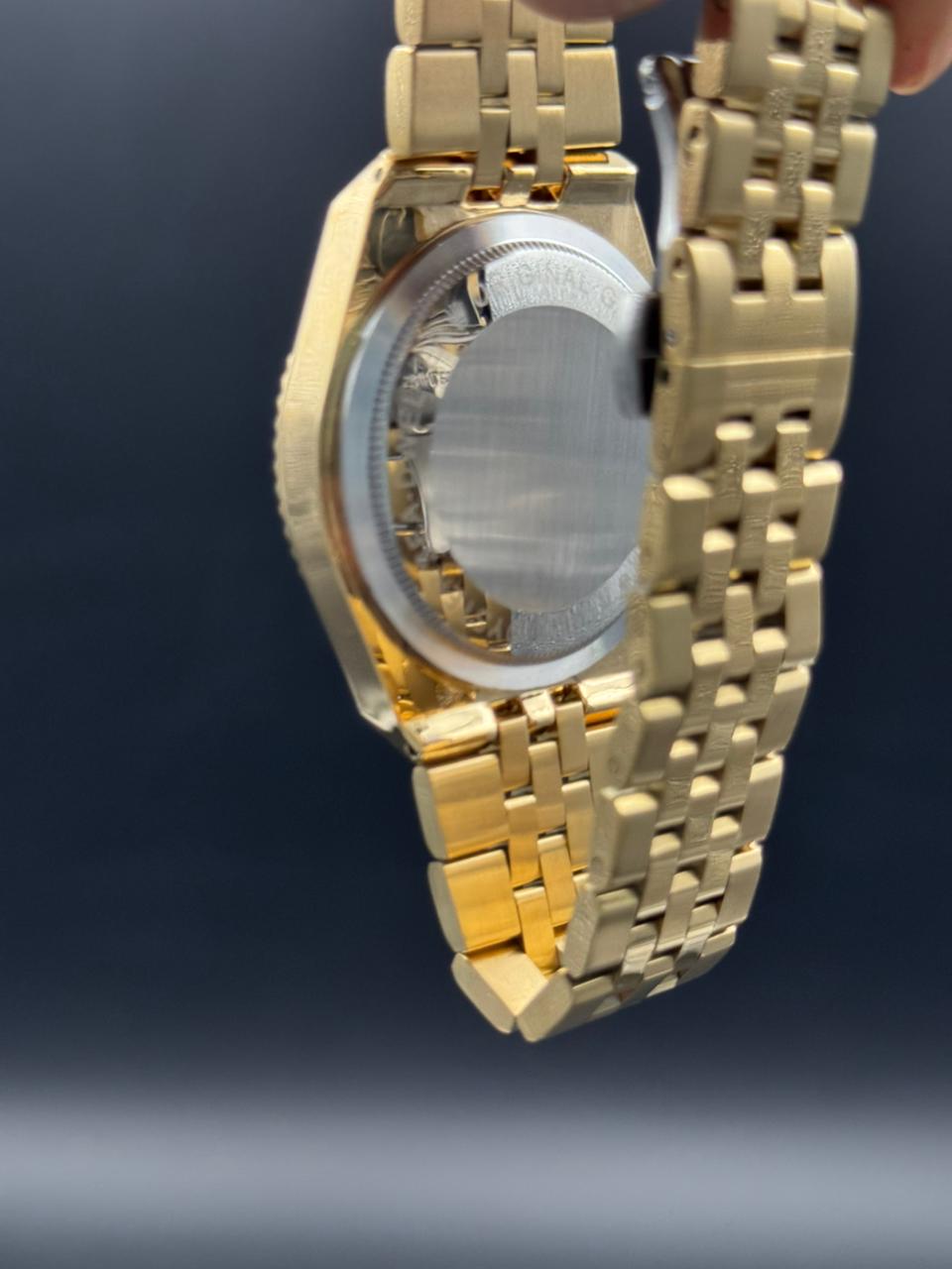 Rlx Day Date Diamond Dorado Tablero Azul