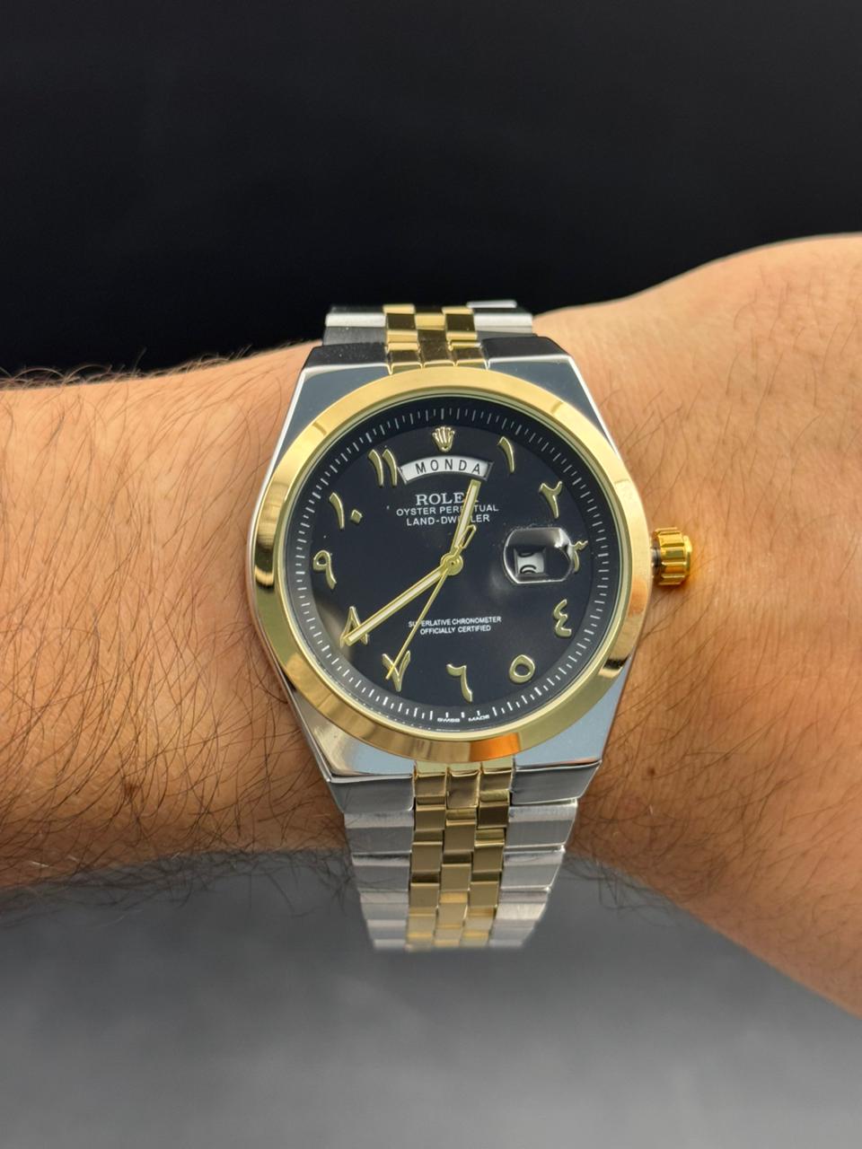 Rlx Lx Arabe Bicolor Dorado Tablero Negro