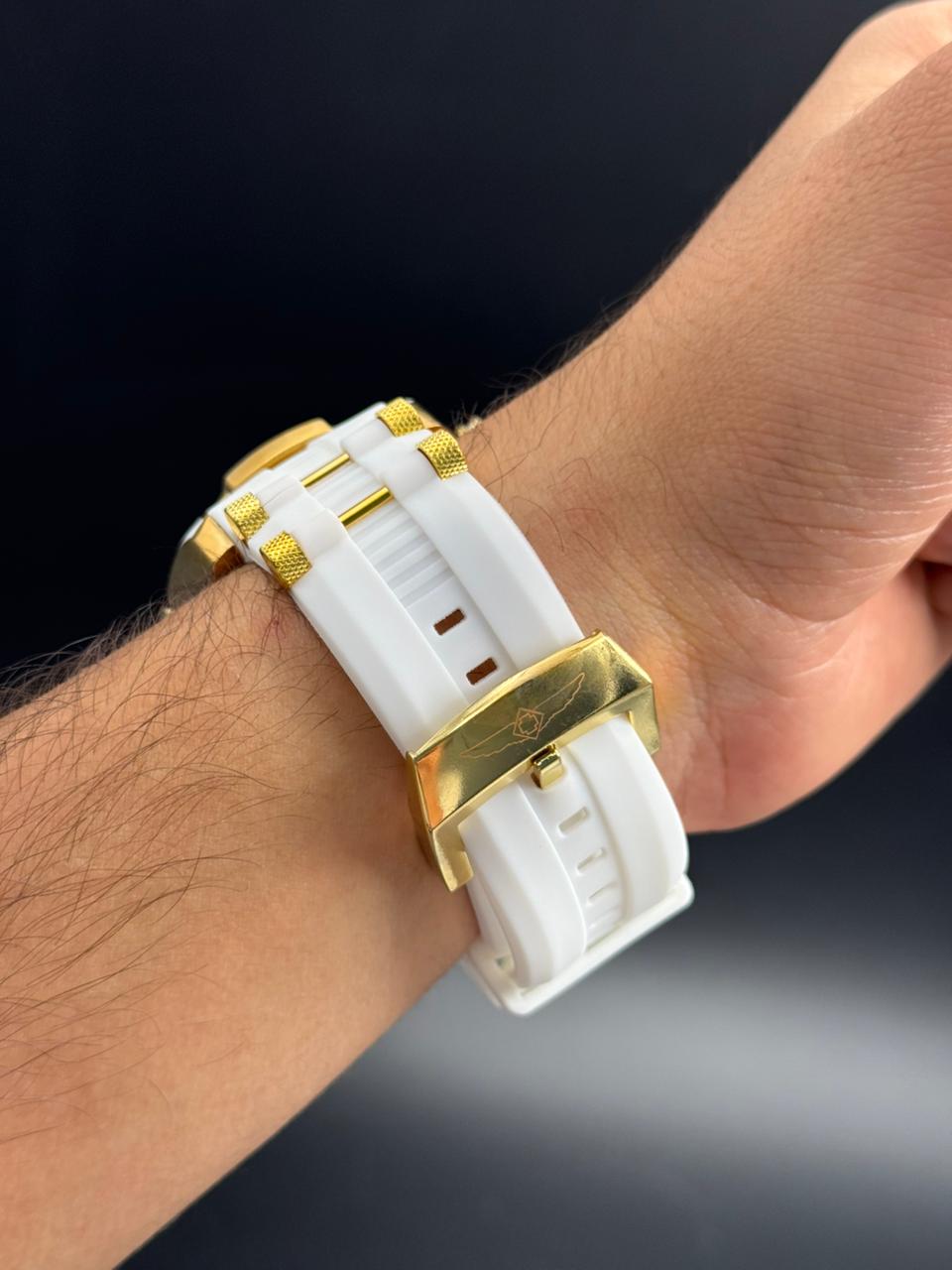 Invct Aviator Goma Blanca Tablero Dorado Blanco