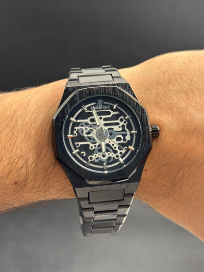 Admrs Oak Metalico Negro Tablero Negro Plateado