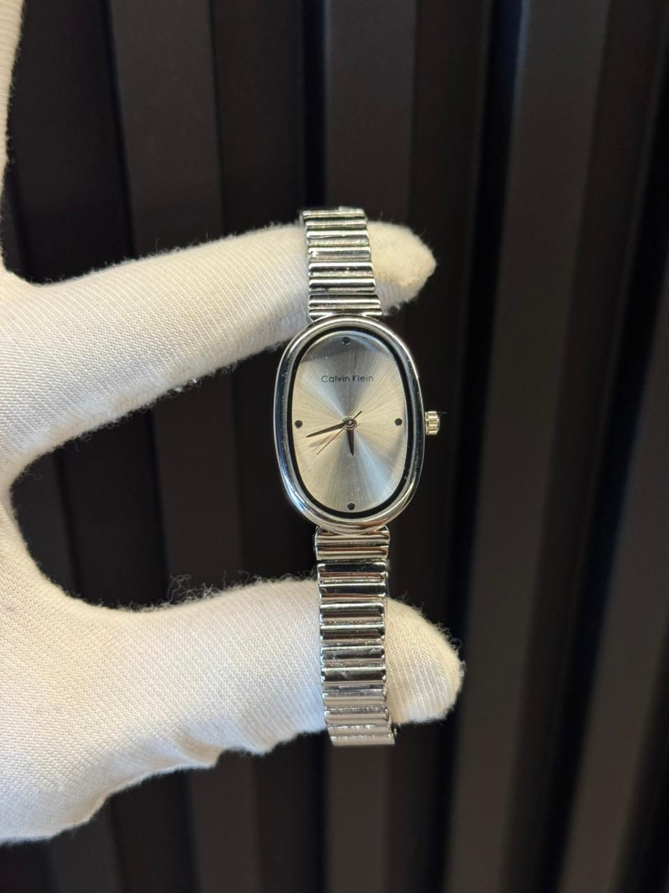 Calvin Kl Mujer Plateado Tablero Plateado Negro