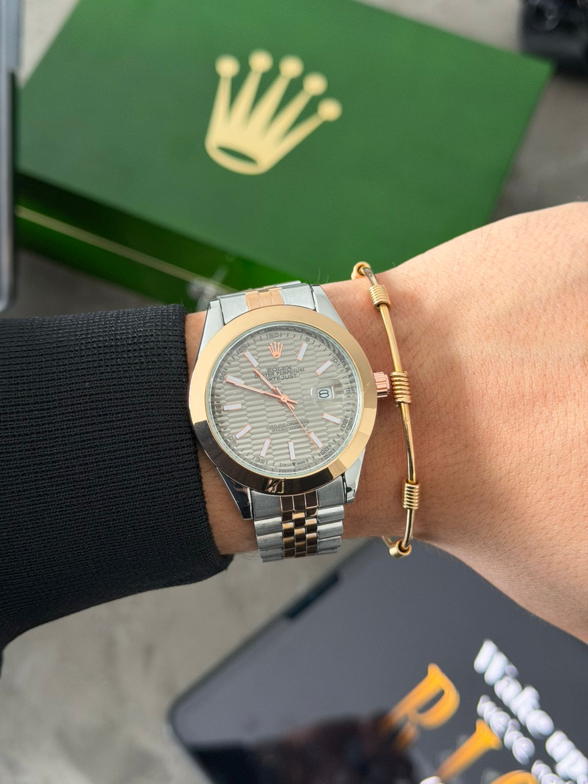 Rlx RSP Texturizado Bicolor Oro Rosa Tablero Gris