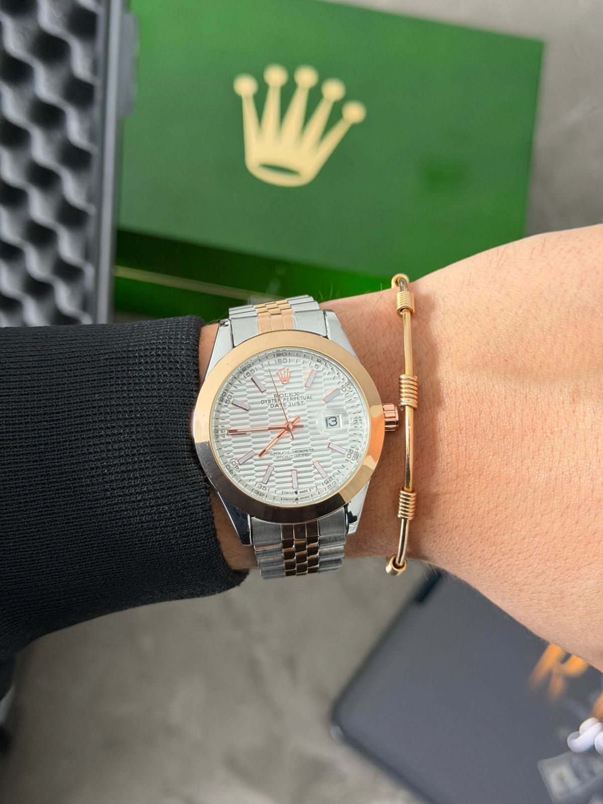 Rlx RSP Texturizado Bicolor Oro Rosa Tablero Plateado