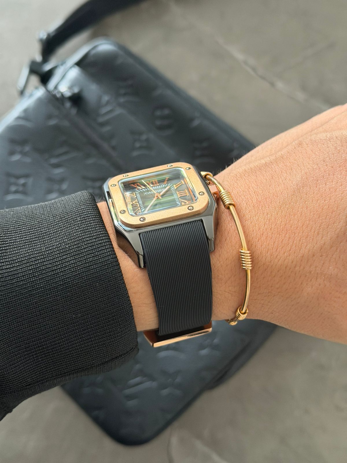 Crtr Santos New Goma Negra Tablero Negro Oro Rosa