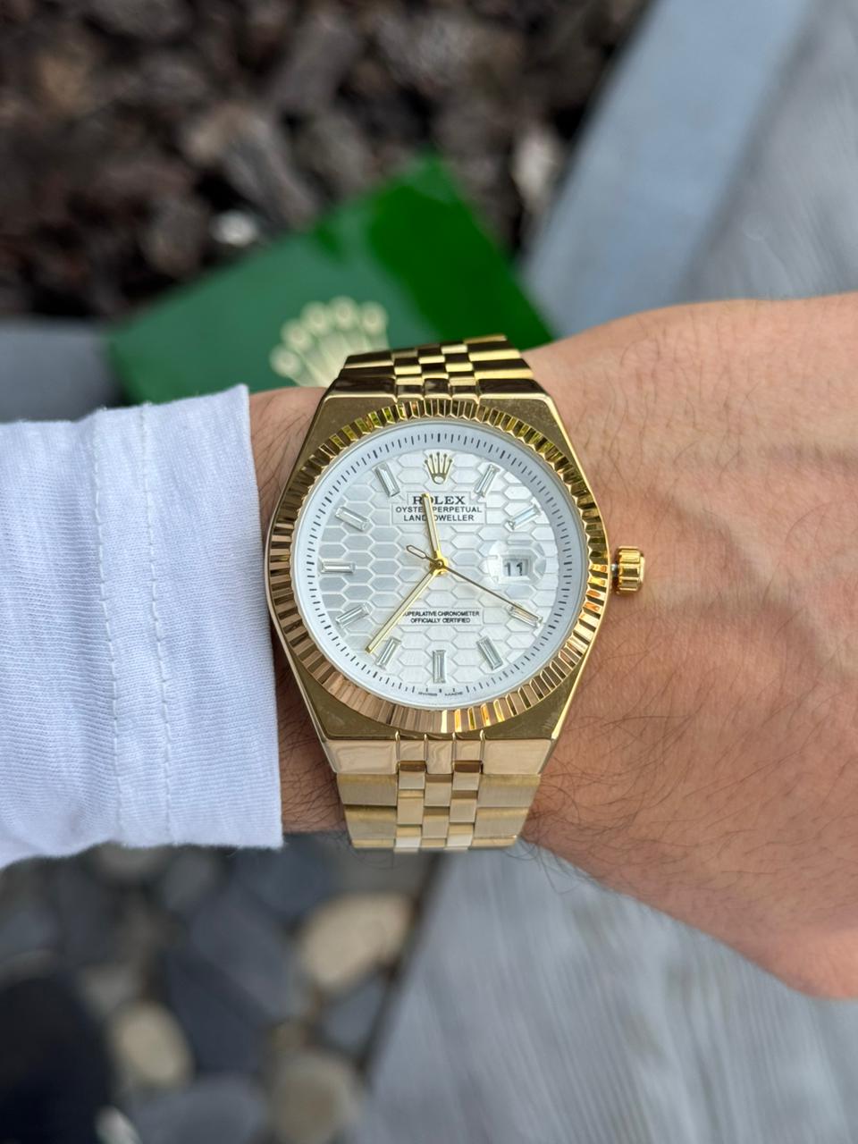 Rlx Oyster Luxe Dorado Tablero Plateado