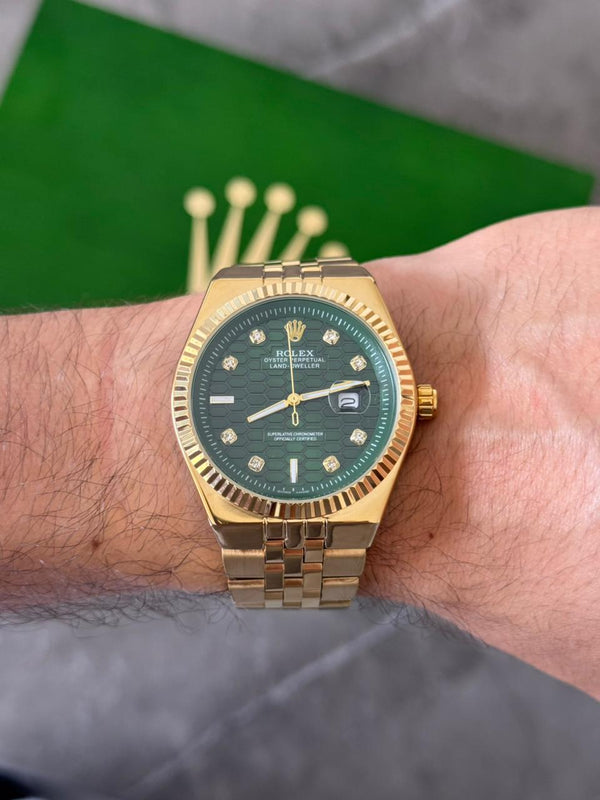 Rlx Day Date Diamond Dorado Tablero Verde