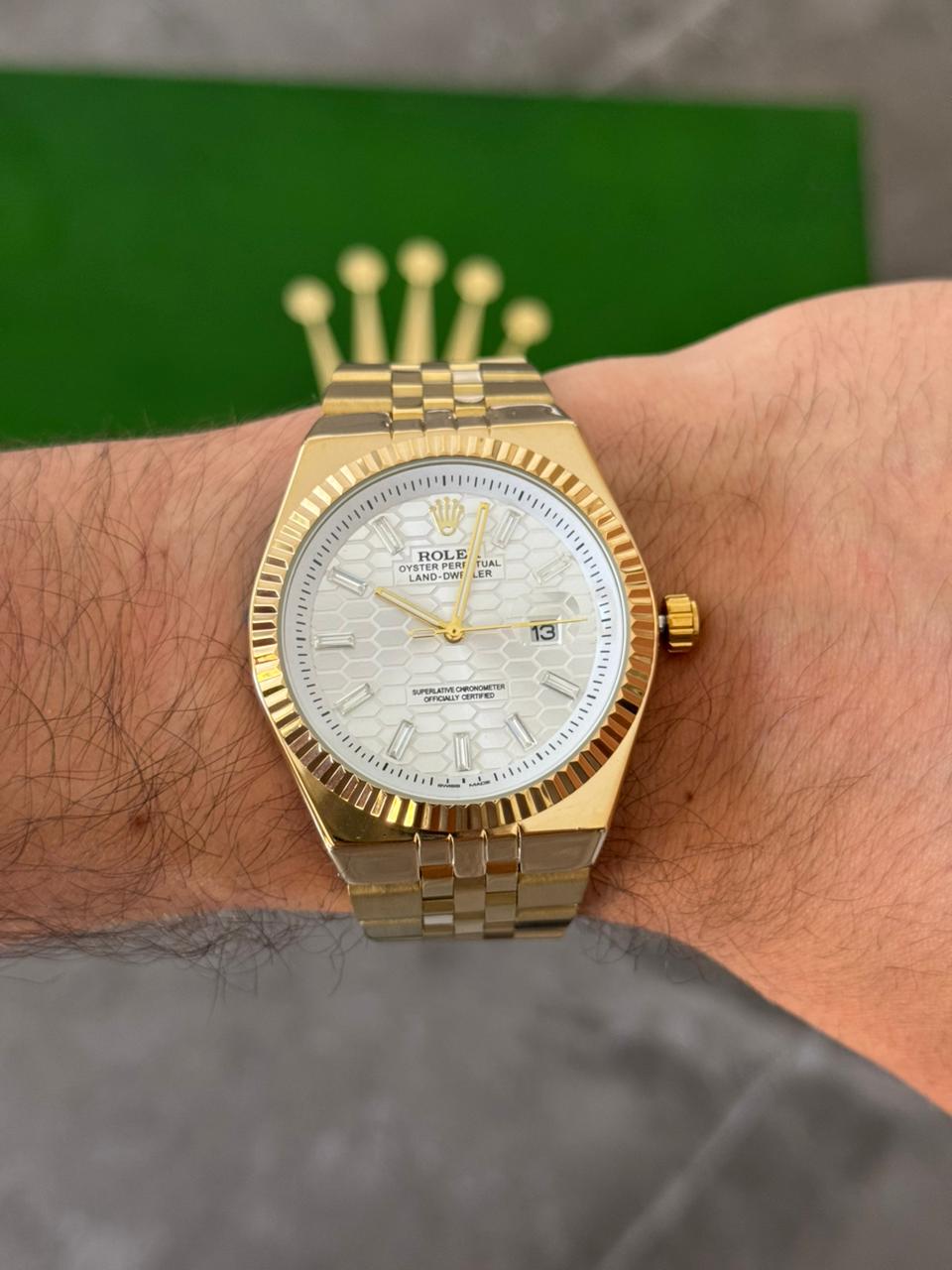 Rlx Oyster Luxe Dorado Tablero Plateado