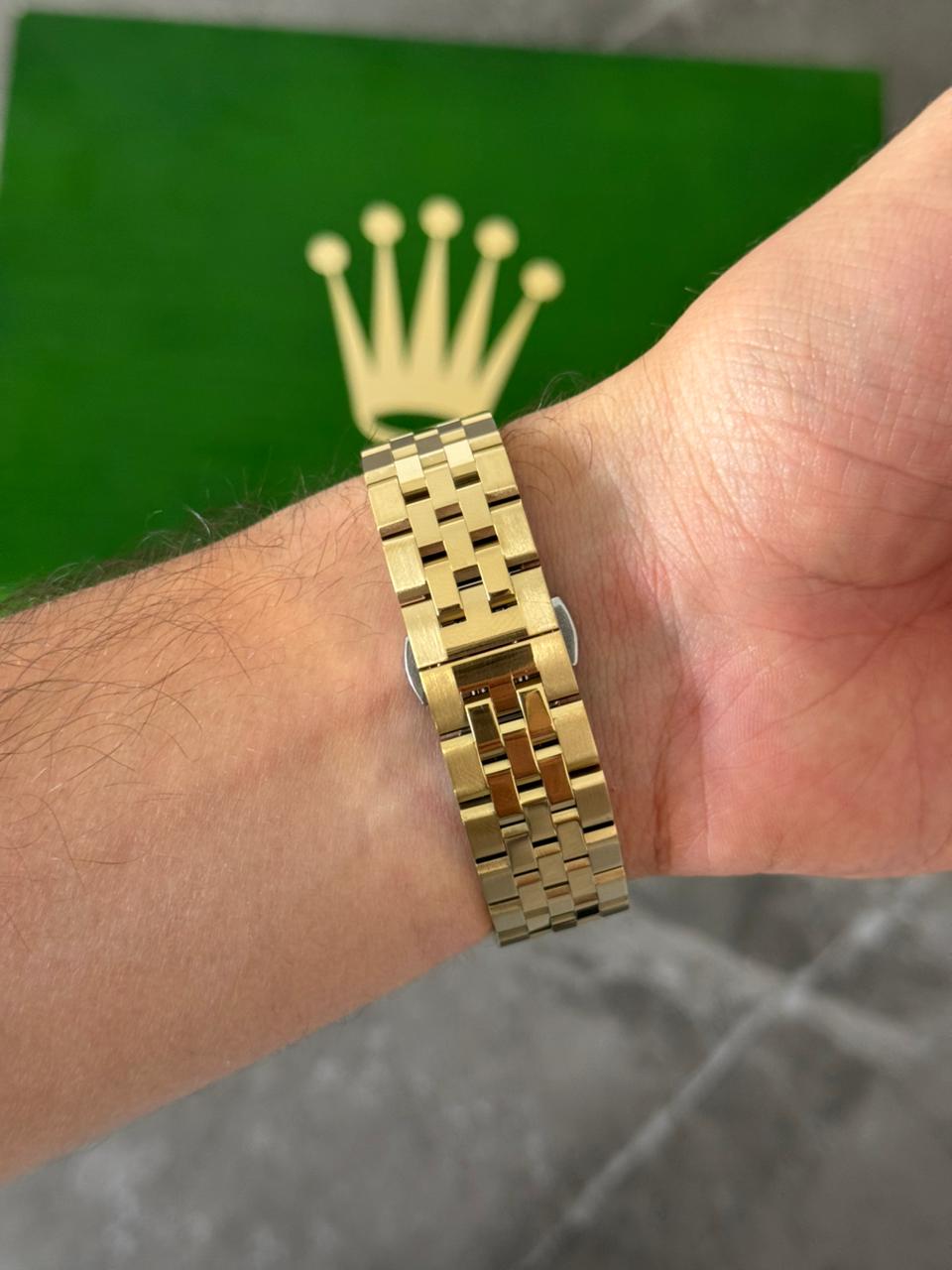 Rlx Day Date Diamond Dorado Tablero Azul