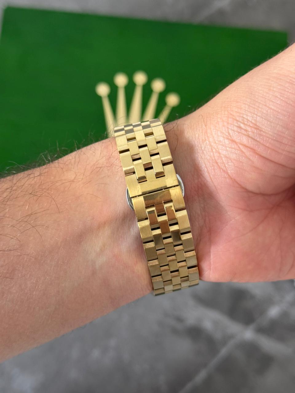 Rlx Day Date Diamond Dorado Tablero Plateado