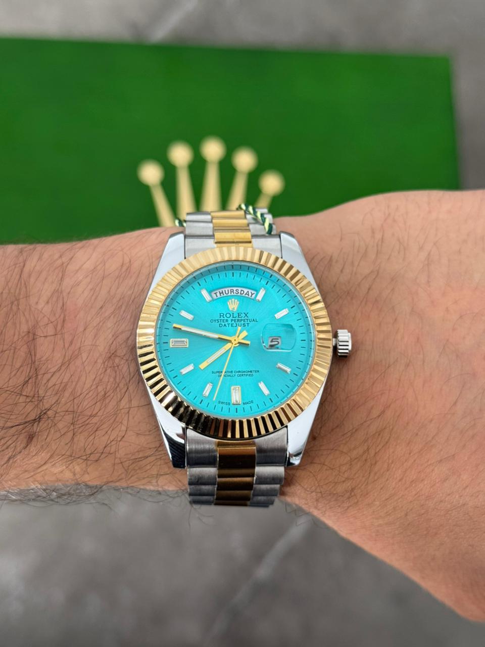 Rlx RSP  Bicolor Dorado Tablero Azul Claro