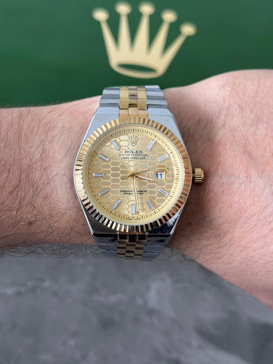 Rlx Oyster Luxe Bicolor Dorado Tablero Dorado