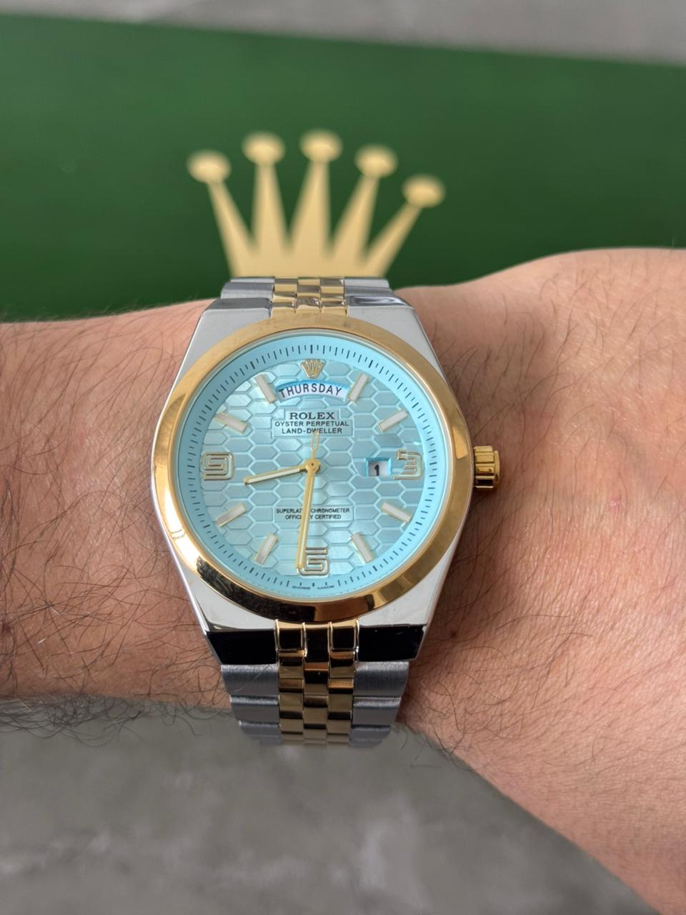 Rlx Lx Liso Bicolor Dorado Tablero Azul