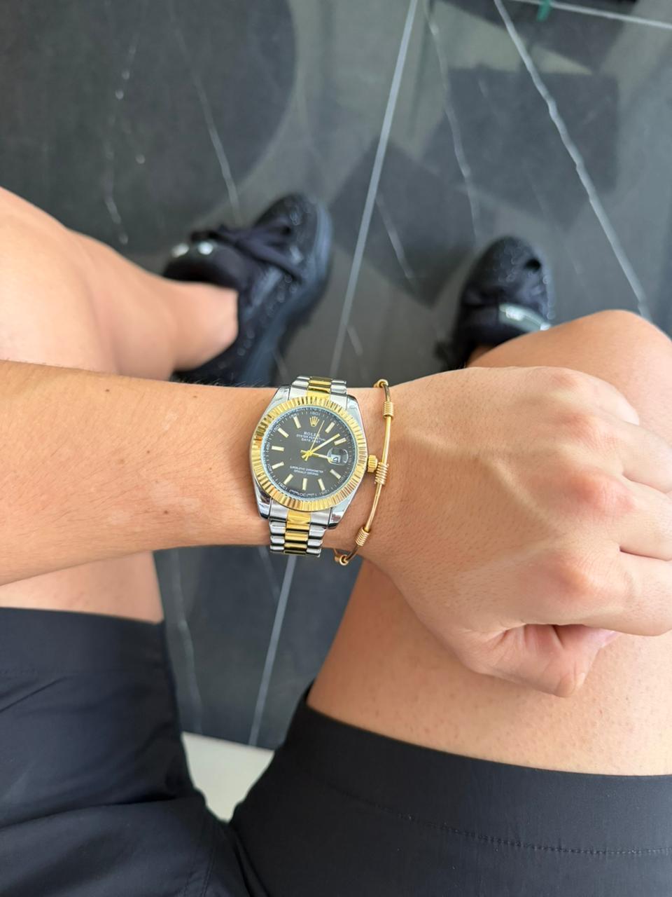 Rlx Timex Bicolor Dorado Tablero Negro