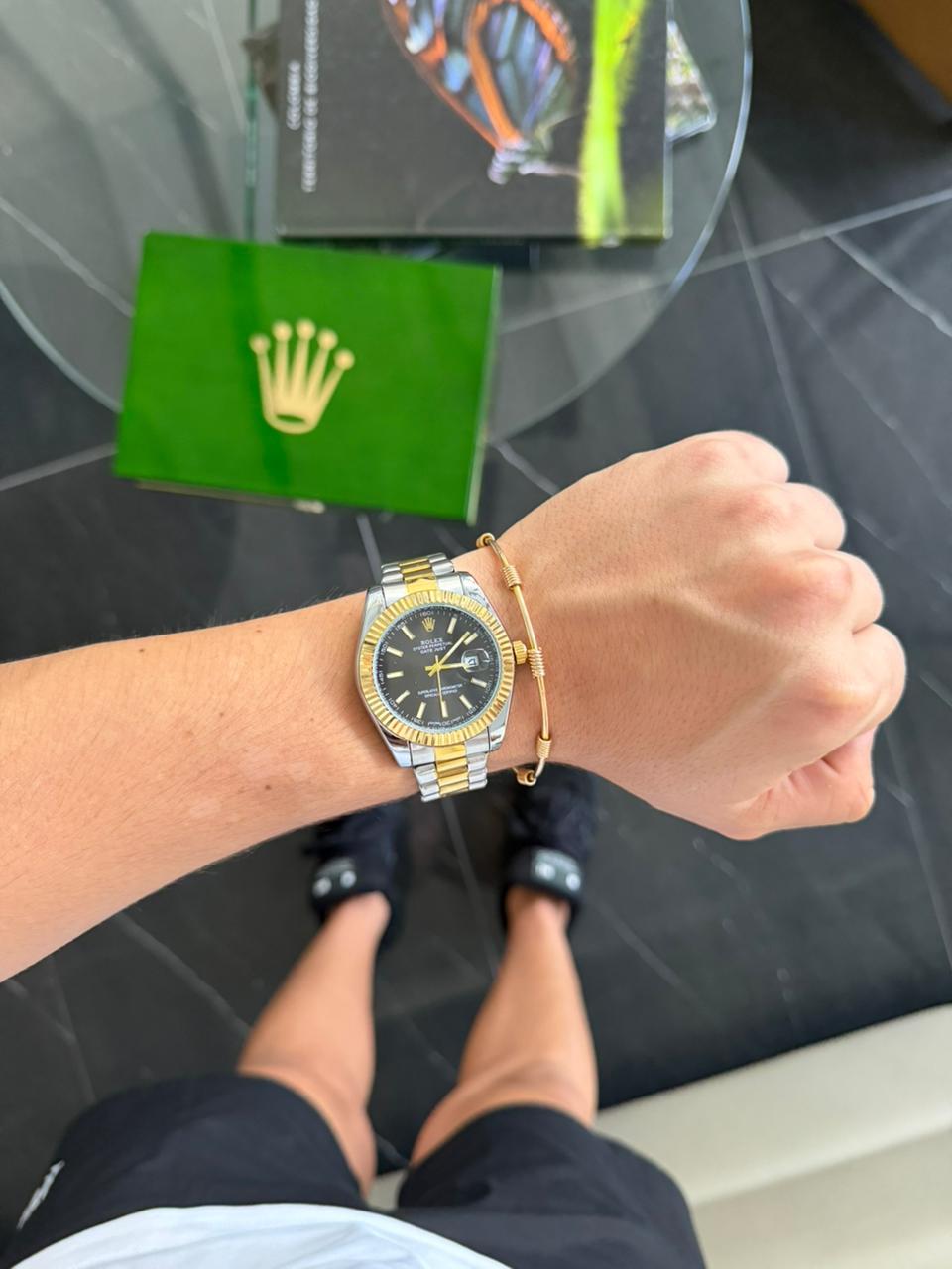 Rlx Timex Bicolor Dorado Tablero Negro