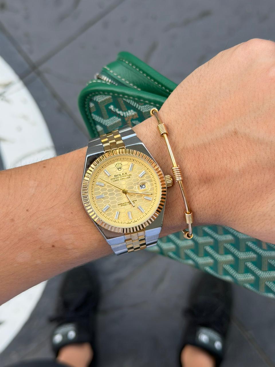 Rlx Oyster Luxe Bicolor Dorado Tablero Dorado