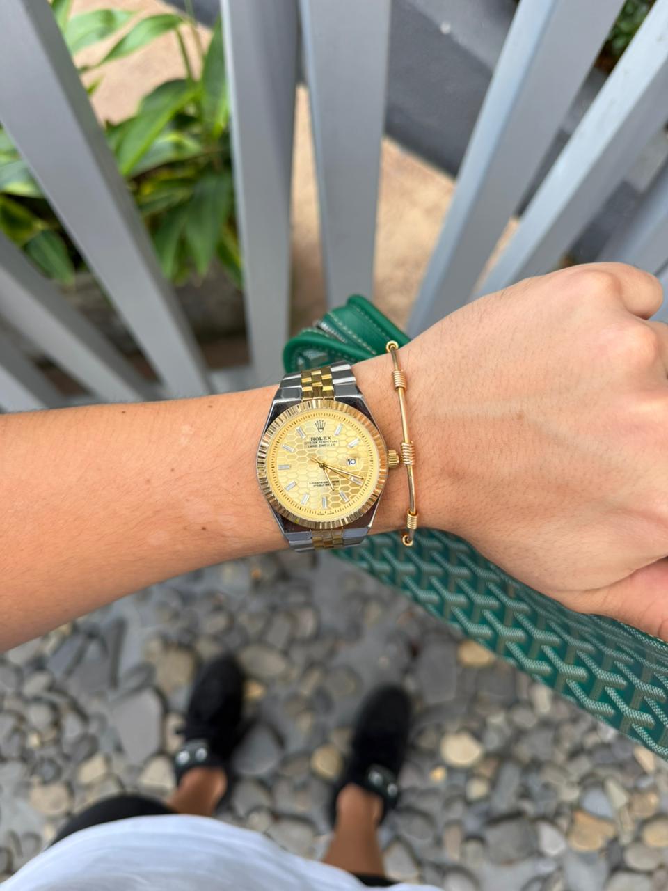 Rlx Oyster Luxe Bicolor Dorado Tablero Dorado