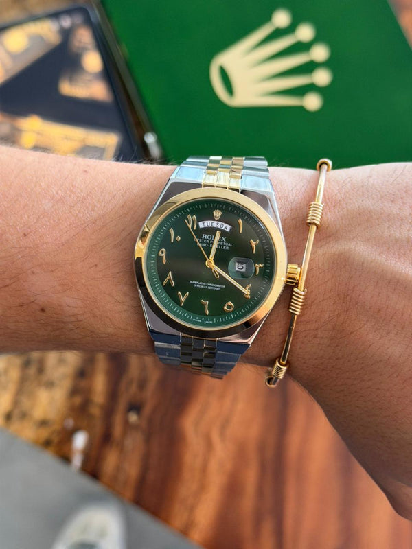 Rlx Lx Arabe Bicolor Dorado Tablero Verde