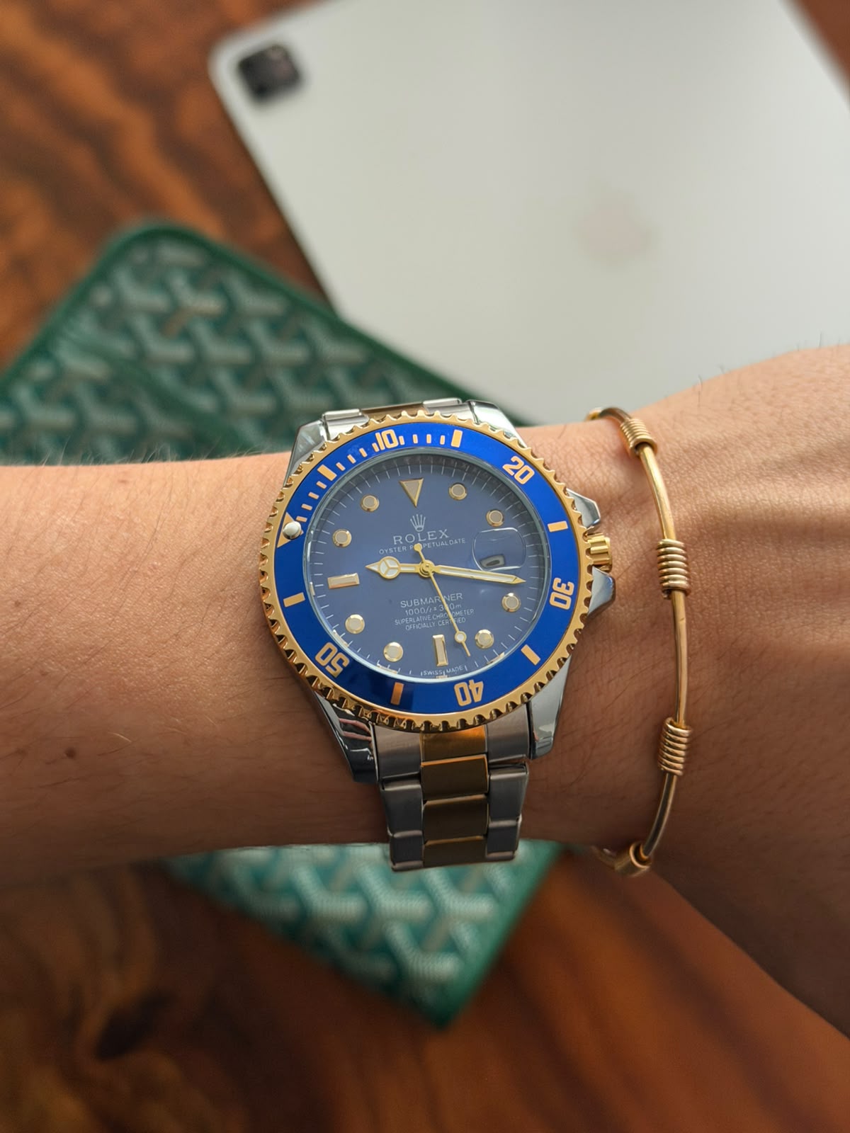 Rlx 2026 Submariner Bicolor Dorado Tablero Azul