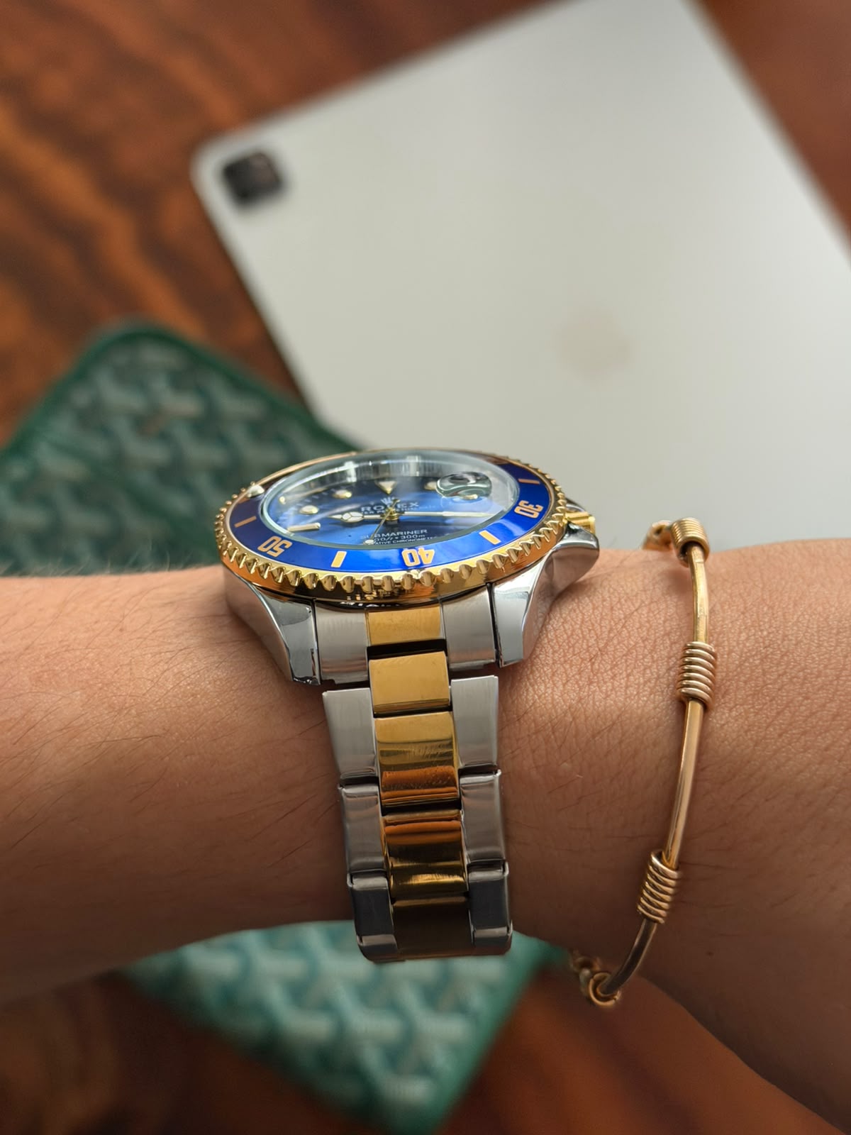 Rlx 2026 Submariner Bicolor Dorado Tablero Azul