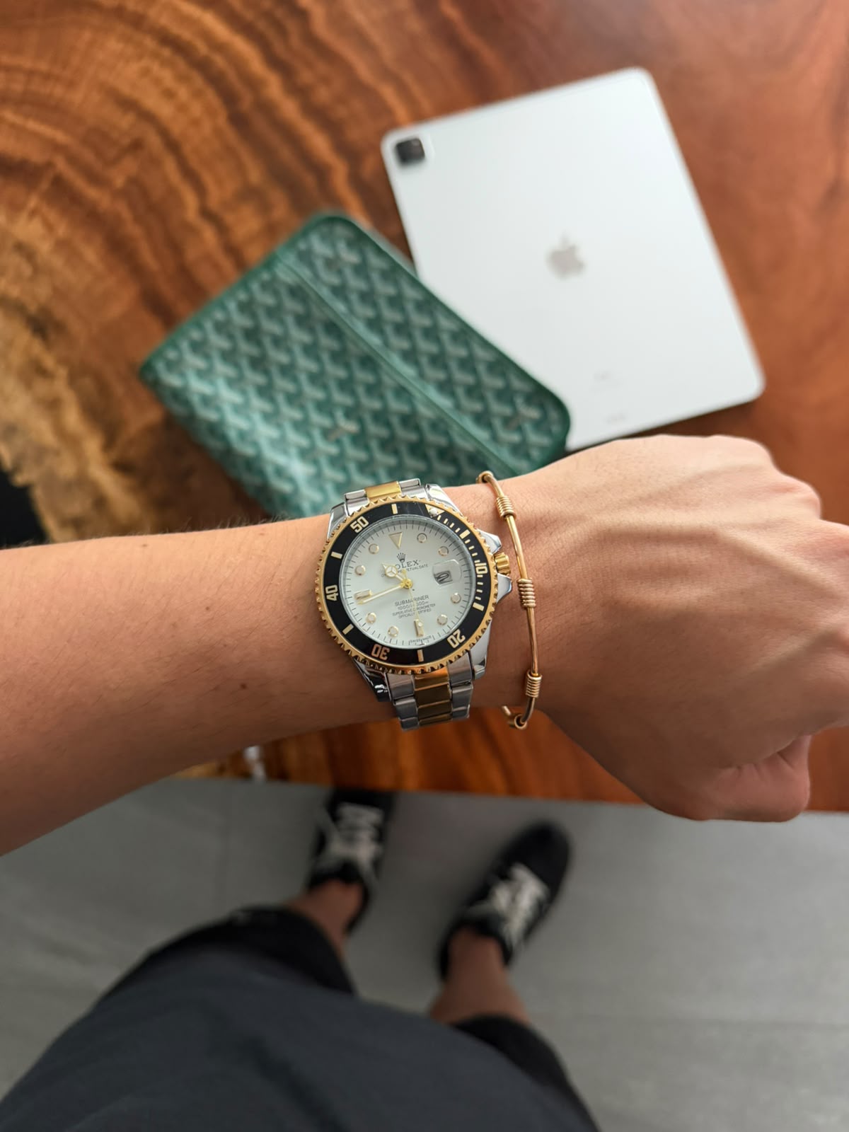 Rlx 2026 Submariner Bicolor Dorado Tablero Blanco Negro