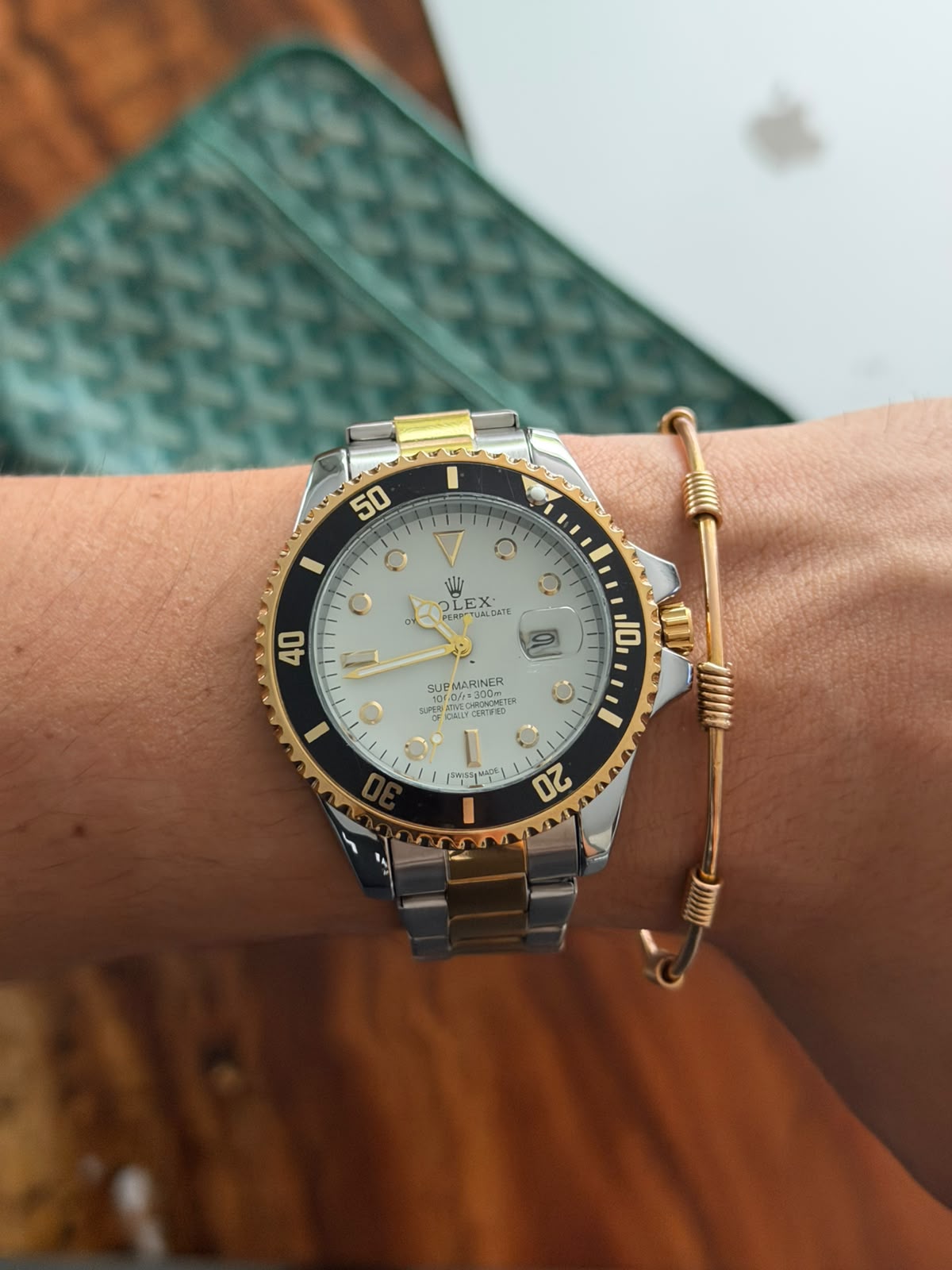 Rlx 2026 Submariner Bicolor Dorado Tablero Blanco Negro