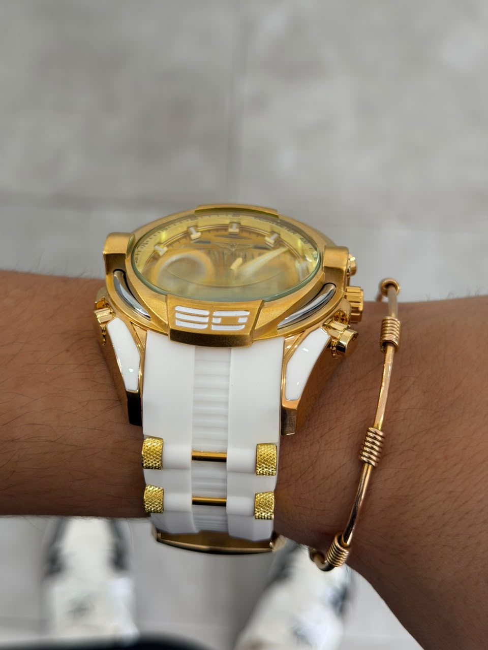 Invct Aviator Goma Blanca Tablero Dorado Blanco