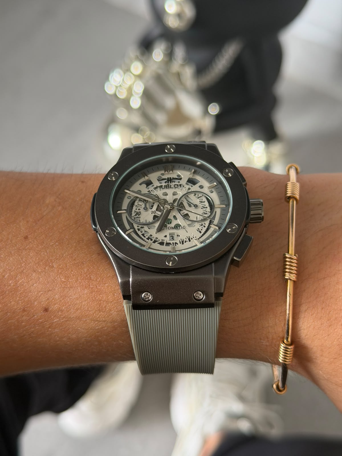 Hblt Meca Goma Gris Tablero Plateado Tablero Negro