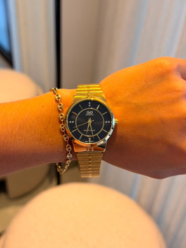 QYQ QT Mujer Dorado Tablero Negro