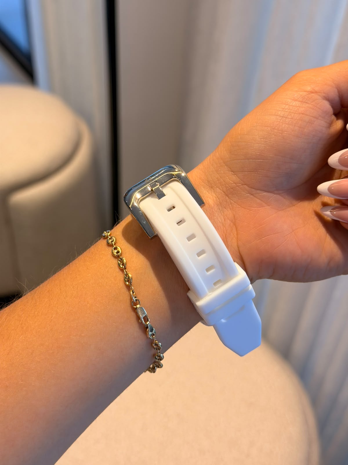 Invct 5H Mujer Goma Blanca Tablero Plateado Blanco