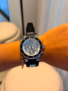 Invct 5H Mujer Goma Negra Tablero Plateado Negro Plateado