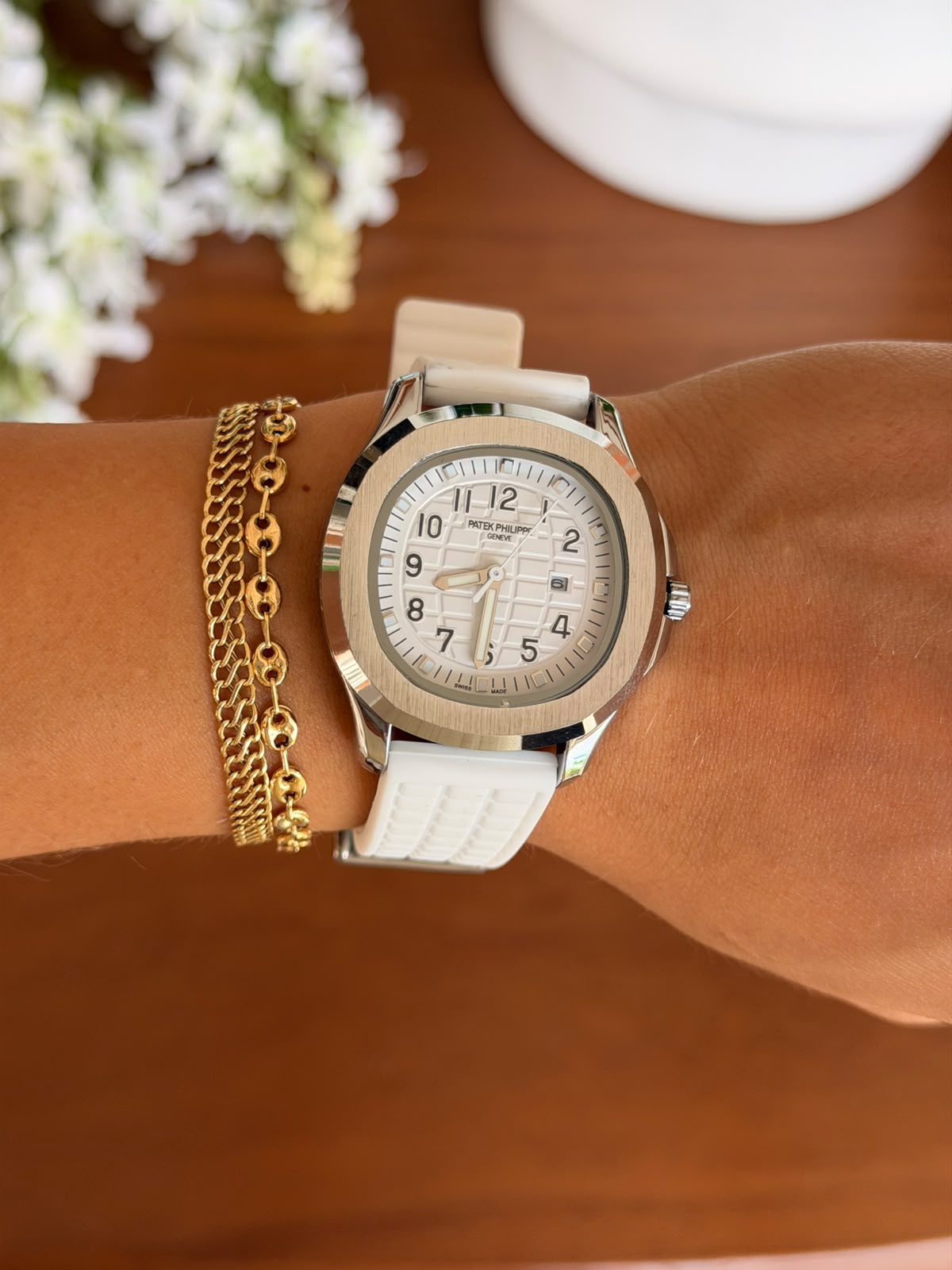Ptk Mujer 2026 Goma Blanca Tablero Blanco Plateado
