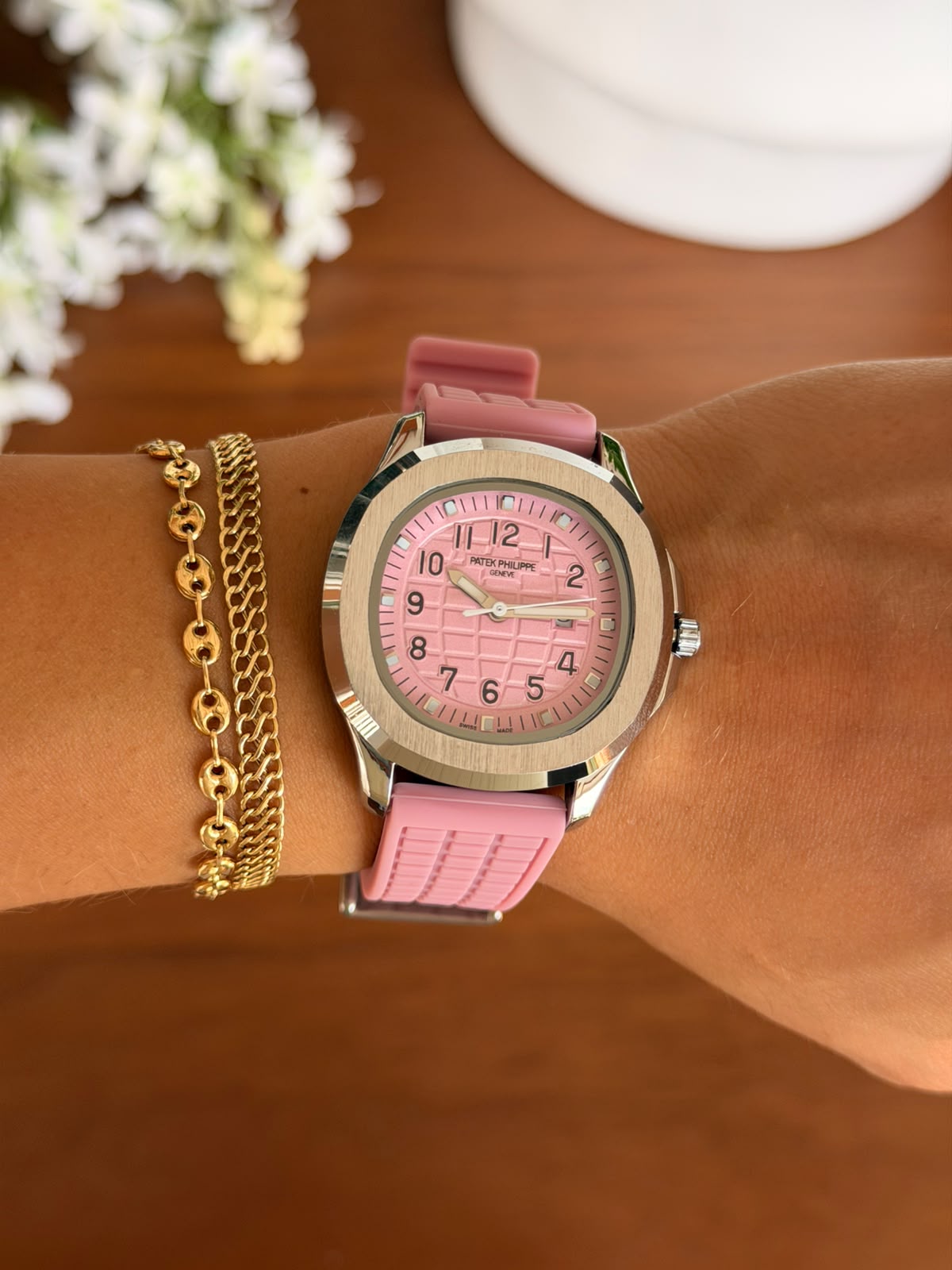 Ptk Mujer 2026 Goma Rosada Tablero Rosado Plateado