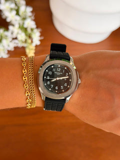 Ptk Mujer Goma Negra Tablero Negro Plateado
