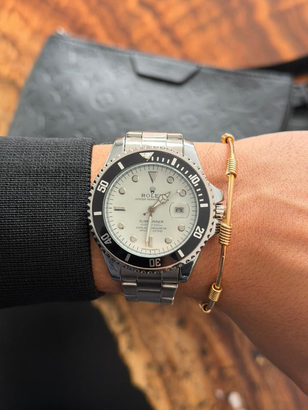 Rlx 2026 Submariner Plateado Tablero Blanco Negro