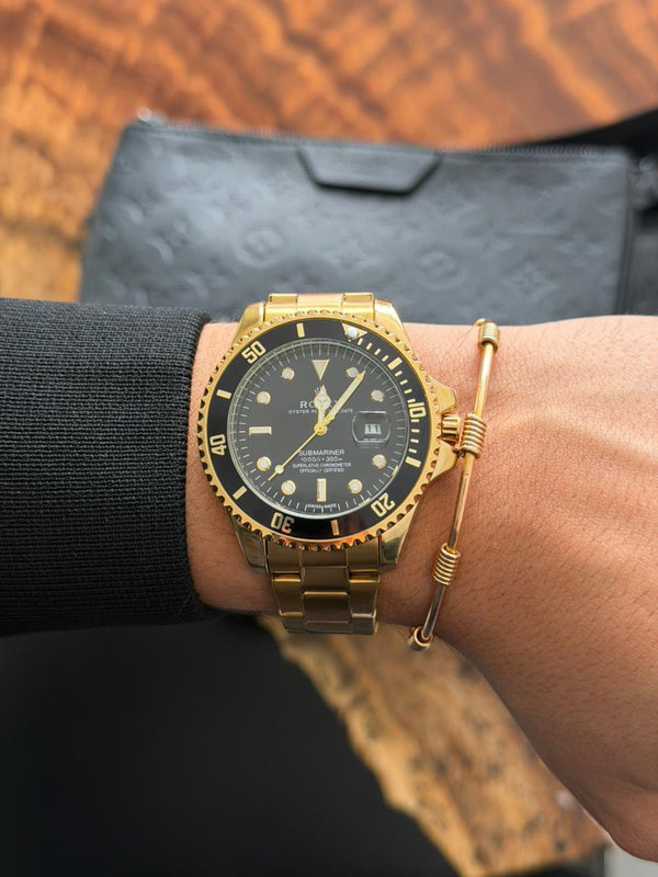 Rlx 2026 Submariner Dorado Tablero Negro Bisel Negro