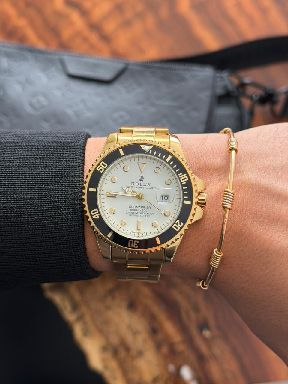 Rlx 2026 Submariner Dorado Tablero Blanco Negro