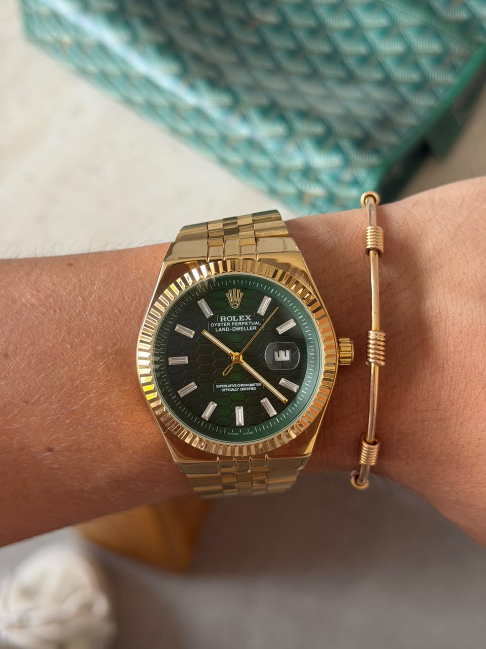 Rlx Oyster Luxe Dorado Tablero Verde