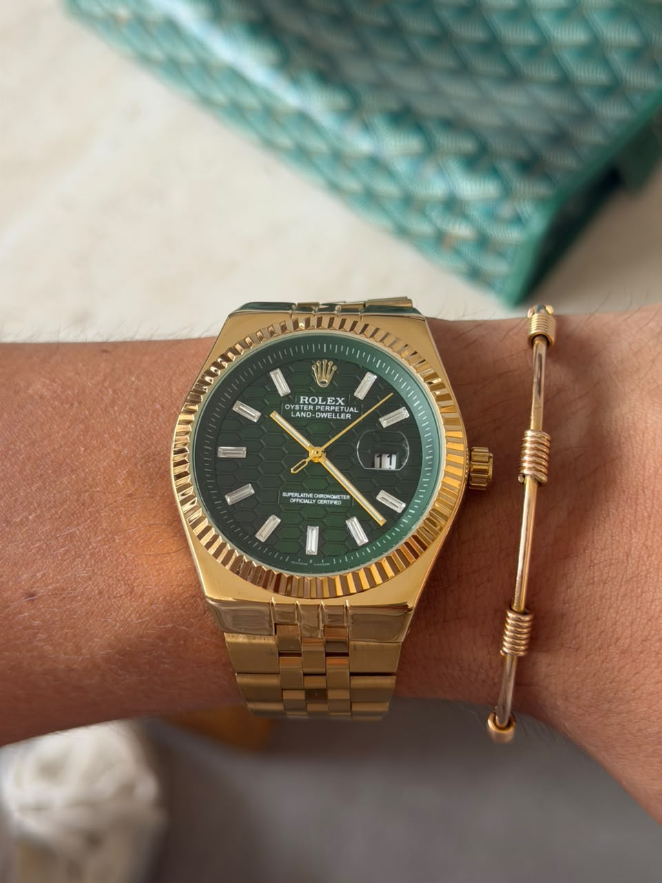 Rlx Oyster Luxe Dorado Tablero Verde
