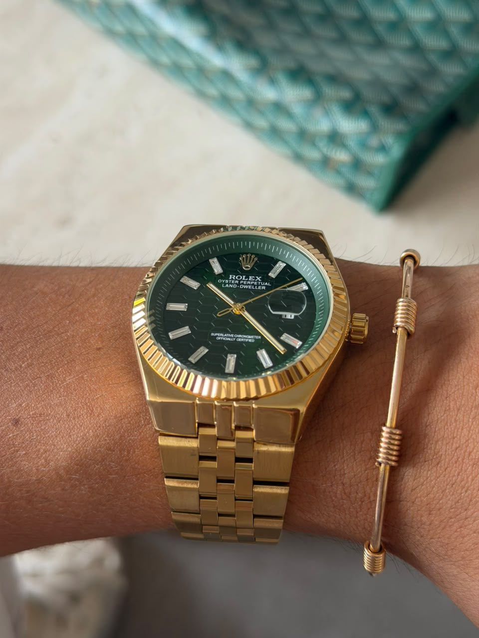 Rlx Oyster Luxe Dorado Tablero Verde
