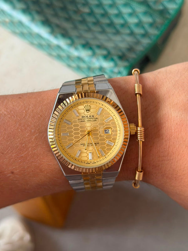 Rlx Oyster Luxe Bicolor Dorado Tablero Dorado